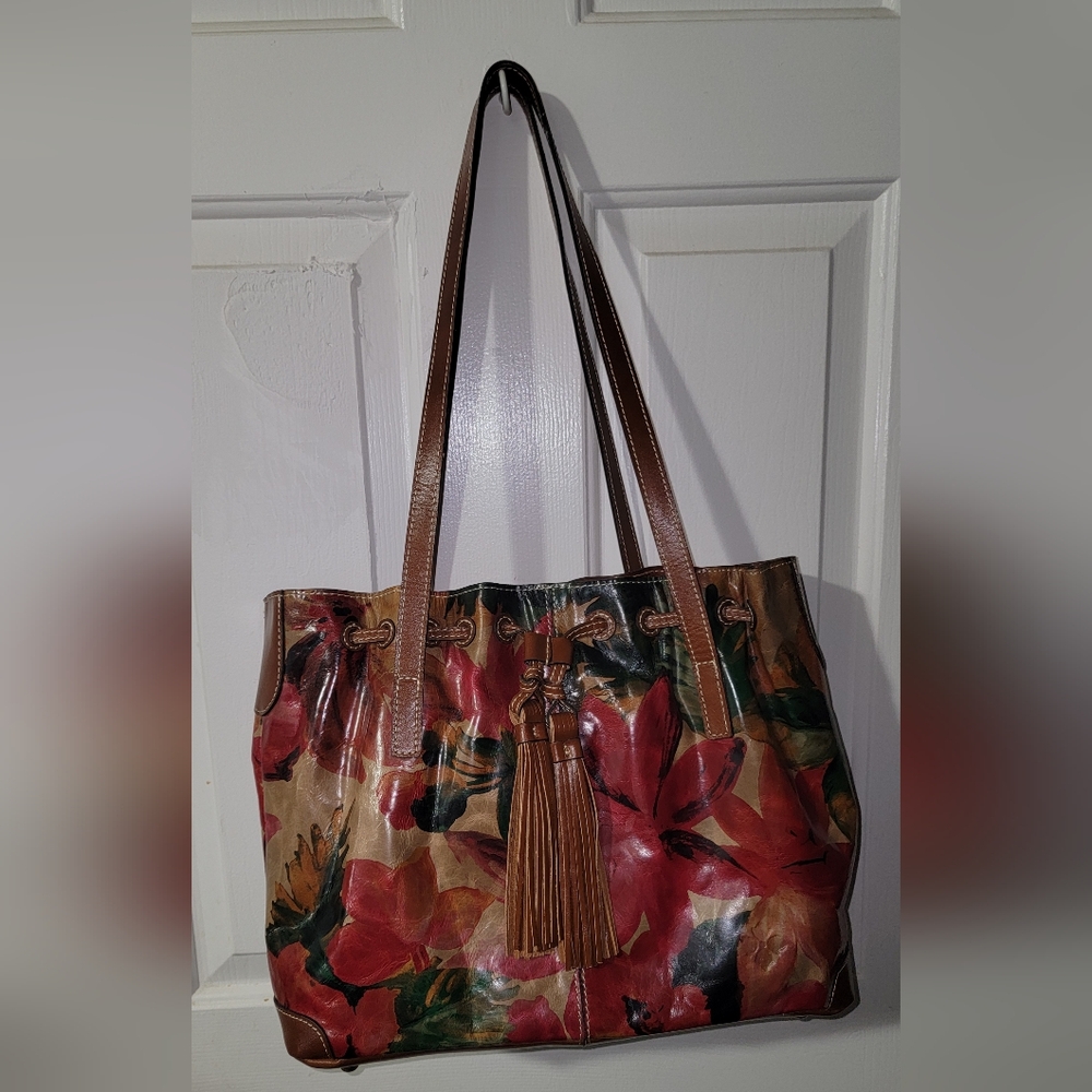 Floral Leather Tote Bag